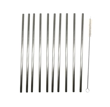 METRO Professional Palhinhas direitas, aço inoxidável, prateado, 10 unidades