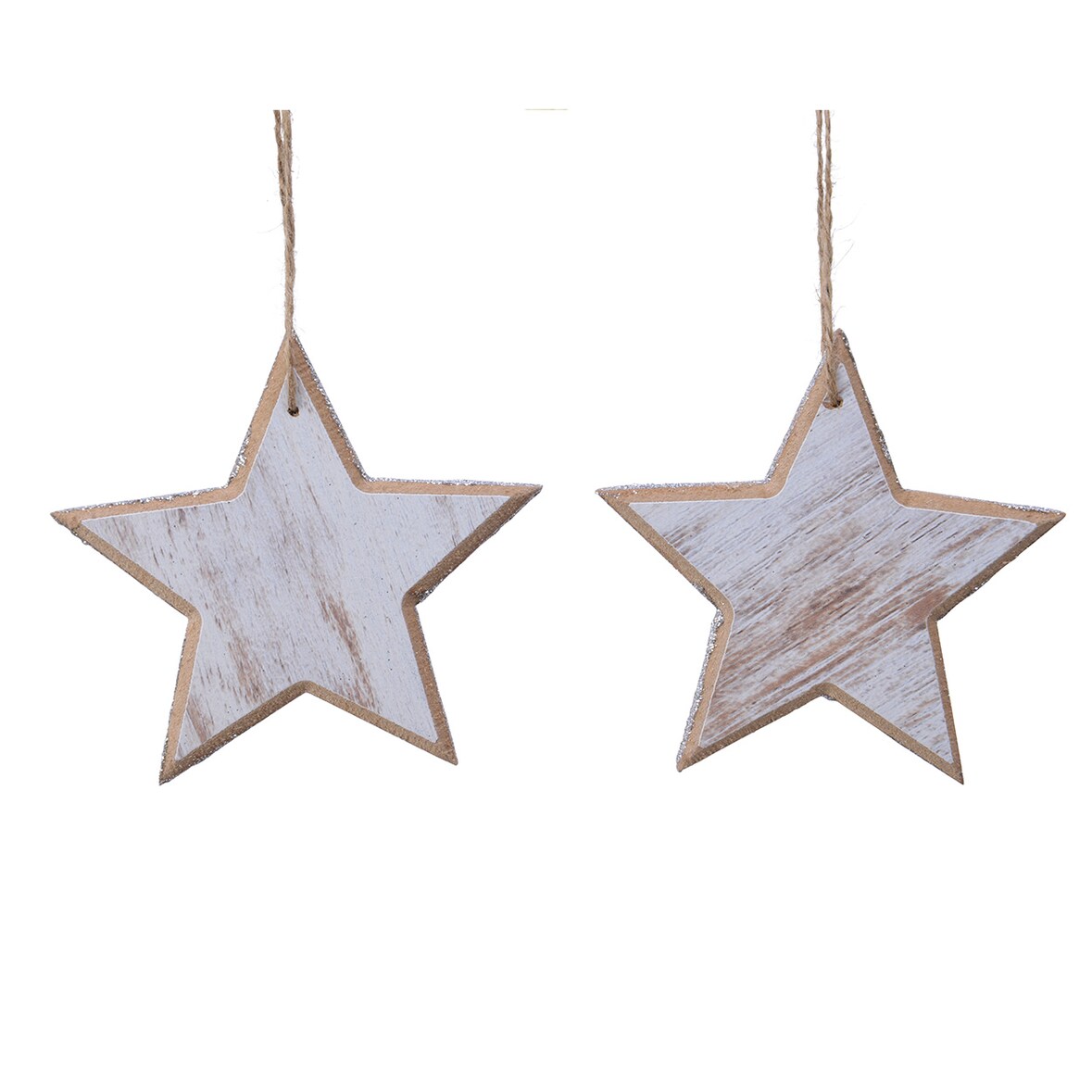 2 Christbaumschmuck Sterne Weihnachtskugeln Weihnachtsbaumschmuck weiß braun