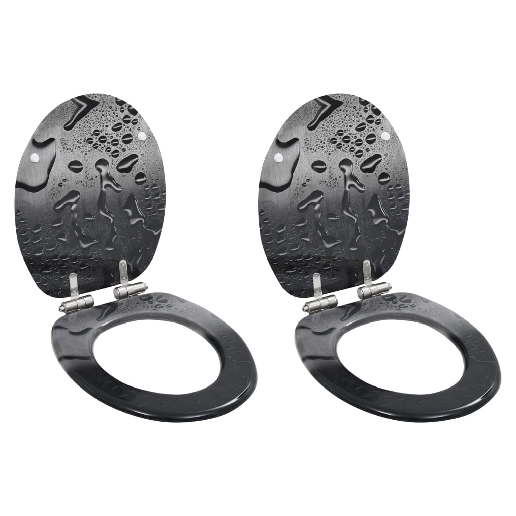 Helloshop26 - Set aus zwei WC-Sitzen WC-Becken-Sitz Badezimmer Zuhause Innenbereich MDF Deckel mit Absenkautomatik Tropfkante 02_0002969