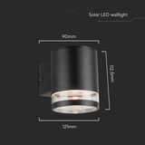 thumbnail of V-TAC VT-1145   Solar Wandlamp - IP54 - Zwarte behuizing - 70 Lumen - 3000K