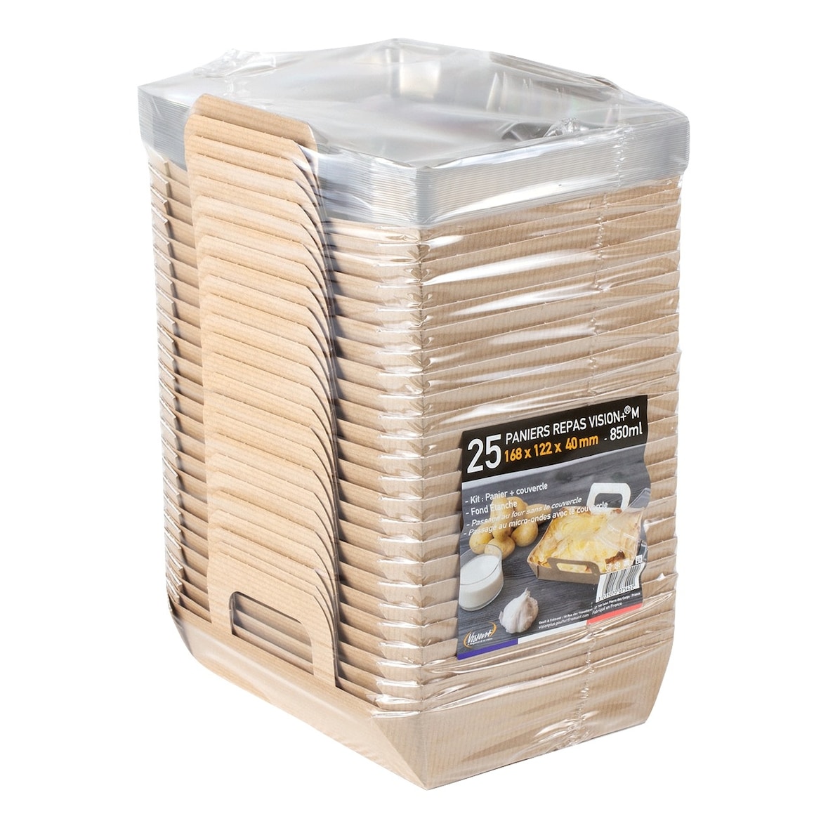 Panier repas carré carton avec couvercle polypropylène 3.95 x 11.6 x 11.6 x 25 Gault & Frémont