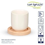 thumbnail of San Ignacio KINVARA - Set de 4 Vasos de Cerámica 5,5x6,5cm con Posavasos 8cm Blanco
