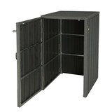 thumbnail of XL 1er-/2er-WPC-Mülltonnenverkleidung HWC-J28, Premium Mülltonnenbox, Metall Holzoptik, erweiterbar ~ grau