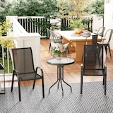 thumbnail of Outsunny conjunto de mesa y sillas de terraza exterior de 3 piezas muebles de jardín exterior con sillas apilables encimera de vidrio negro