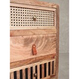 thumbnail of Nachttisch Mango Massivholz / Metall 40x60x30 cm Nachtschrank Boxspringbett, Design Nachtkonsole mit 3 Schubladen, Nachtkommode Wiener Geflecht mit