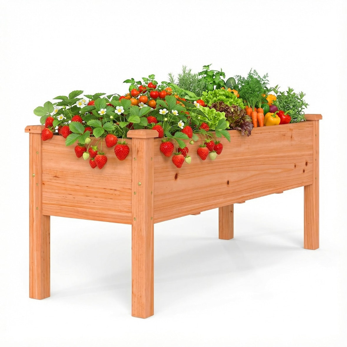 Helloshop26 - Jardineira quadrada elevada de 120 x 43,5 x 51 cm prática e confortável para terraço e varanda feita de madeira de 20_0020835