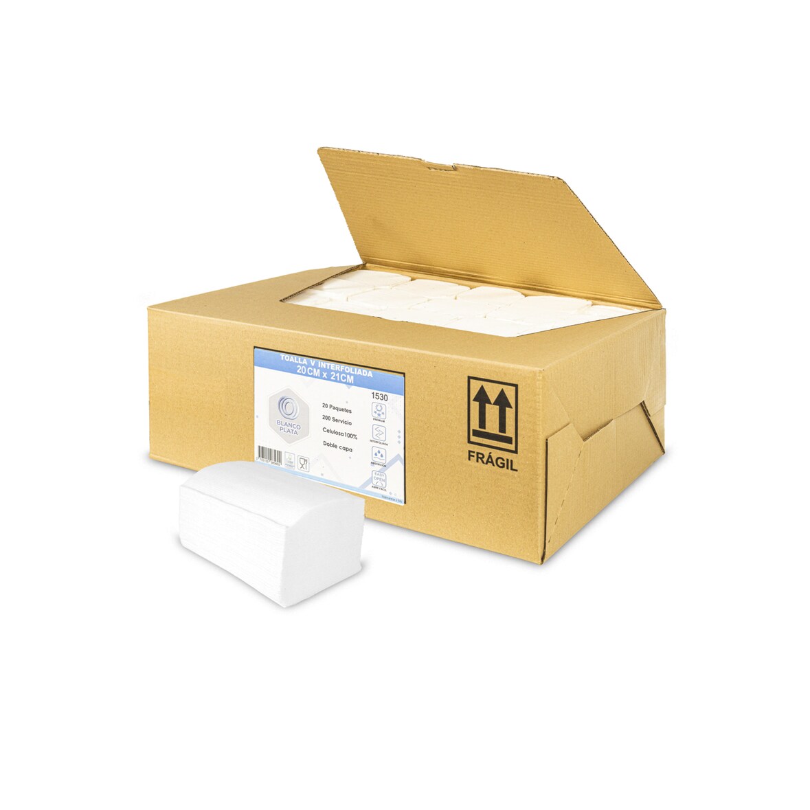 Toalla Papel Secamanos Zig Zag 100% celulosa 2 capas Blancoplata 4000 unidades