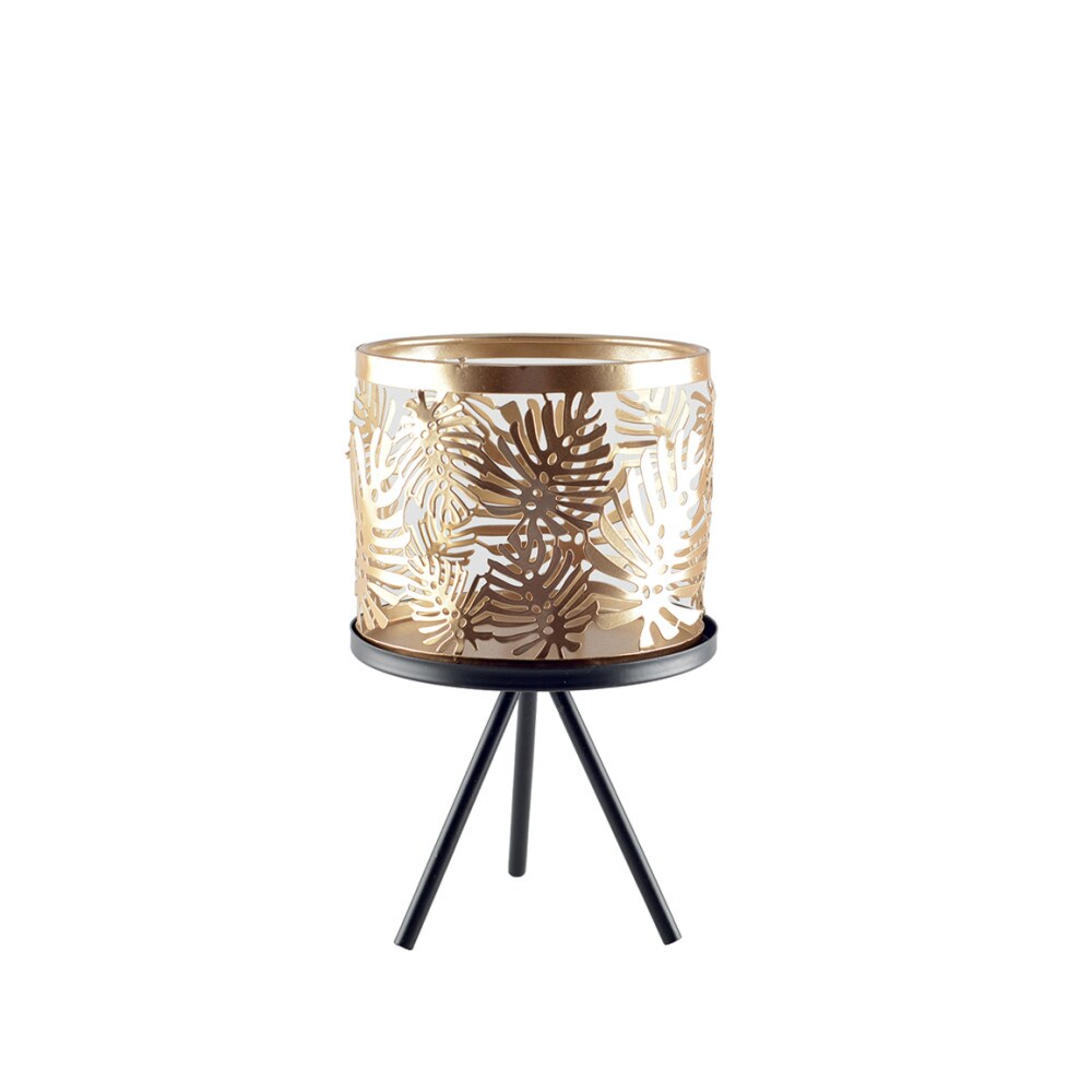 Support plantes en métal avec vase doré h.22.5cm