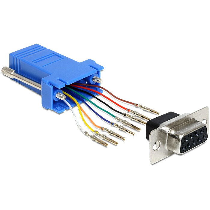 Delock 65430, Sub-D 9p, RJ45, Schwarz, Blau, Silber