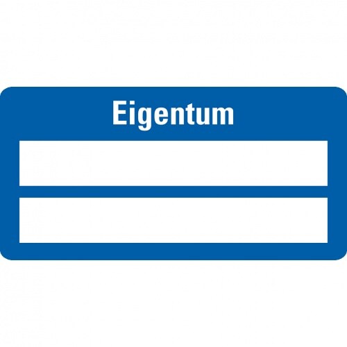 Aufkleber I Inventaretikett Eigentum, blau, Dokumentenfolie, selbstklebend, 60x30mm, 9/Bogen