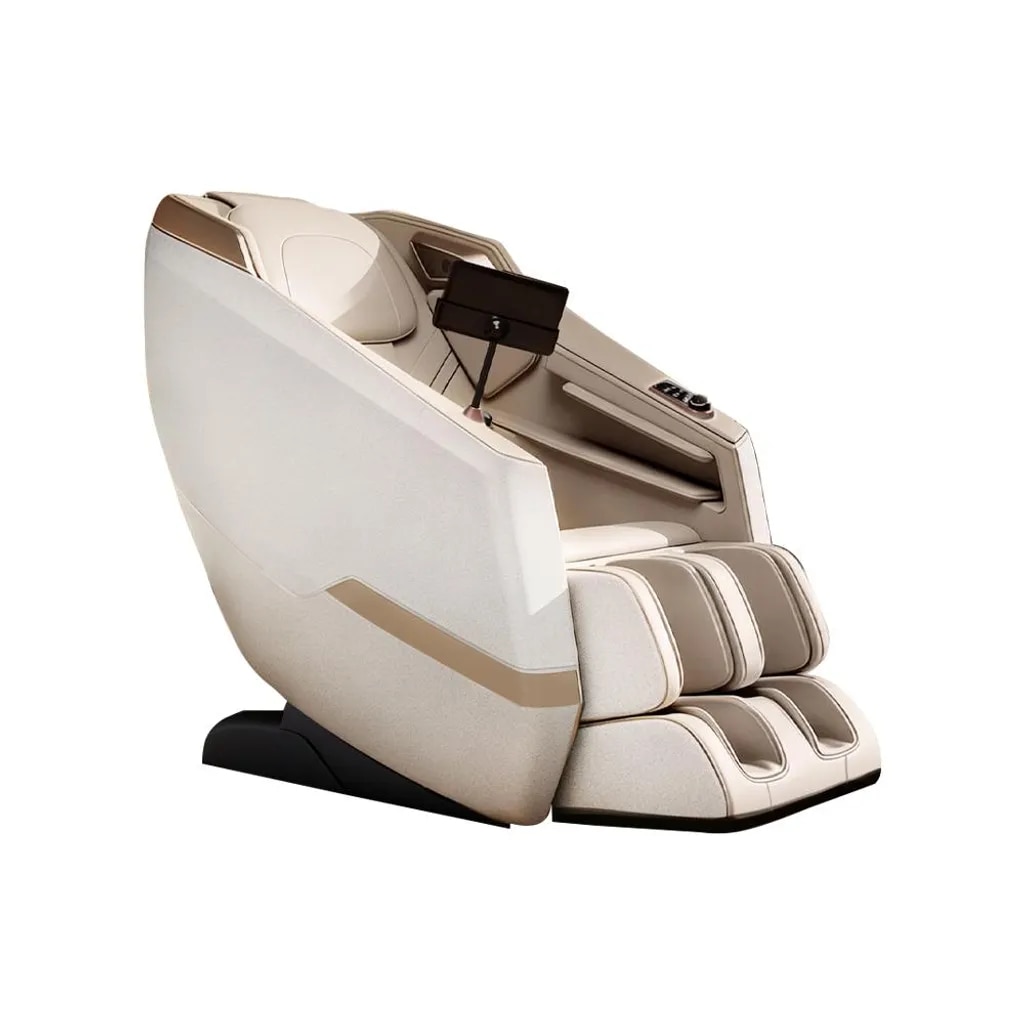 Massagesessel, Zero-Gravity Liegesessel, Tiefenmassage, mit Heizfunktion, Vollmassage, Bluetooth SL Schienen Weiß L140×B73×H106cm /A001-Bai/