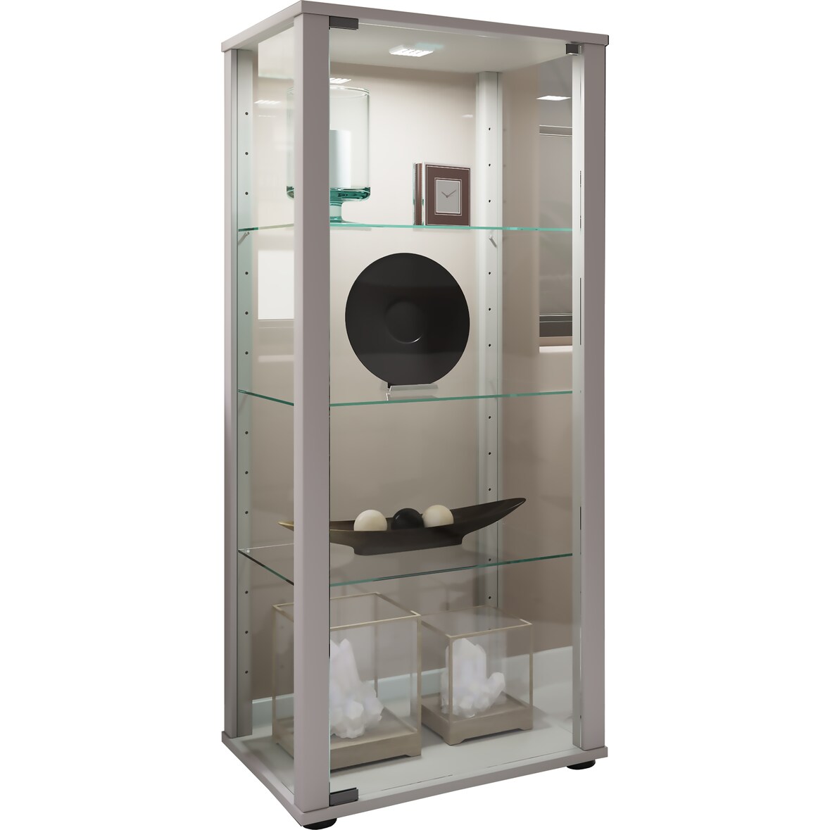 VCM Standvitrine Kavisa Silber H. 115 x B. 50 x T. 38 cm