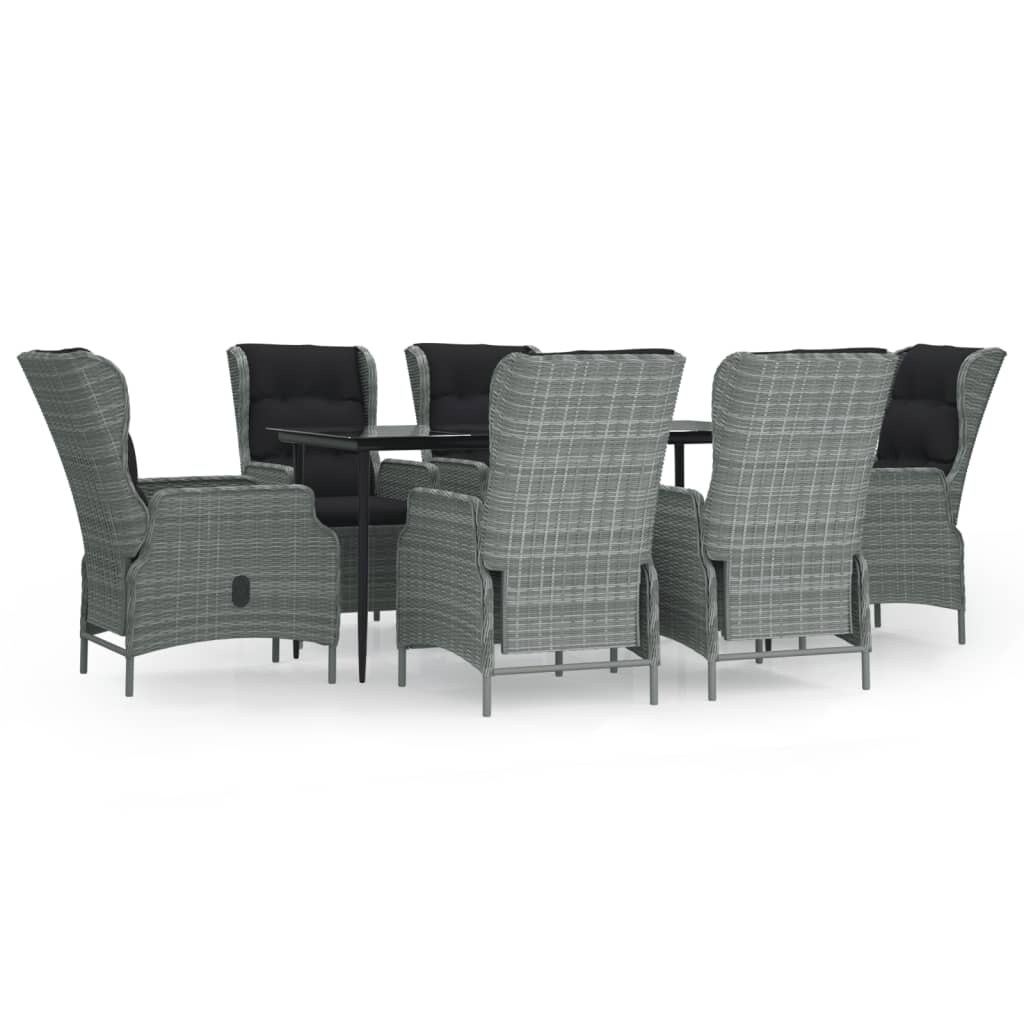 Helloshop26 - Juego de comedor 7 piezas muebles de jardín resina tejida gris claro 02_0014358