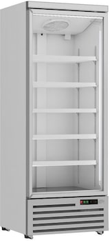 thumbnail of Kühlschrank RHINO auf Rollen | 1x Glastür + LED | 600 Liter, HxBxT 199,7x75x71cm | 0/+10°C | Grau | + CHEFGASTRO Geschirrtuch