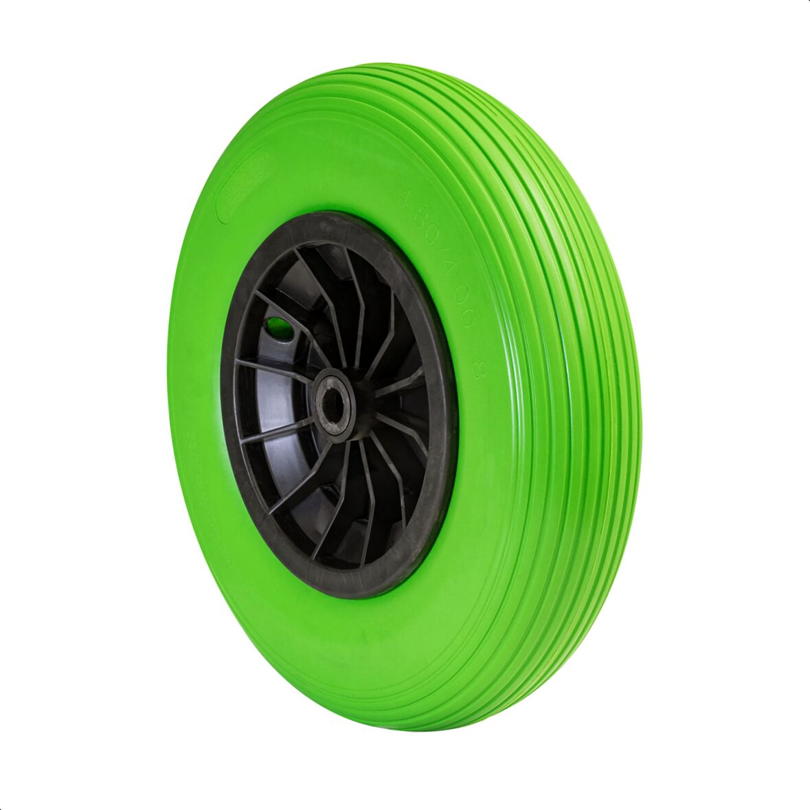 WAGNER Schubkarrenrad - PANNENSICHER - PU geschäumtes Rad Ø 400 mm Breite 75 mm, Achse 20 mm, Tragkraft 100 kg- 04840201