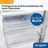 thumbnail of Exquisit Kühl-Gefrierkombination, Kühlschrank mit Gefrierfach, 4-Sterne-Gefrieren, 173 Liter, Alarm-Funktion, KGC5233-60-HE-040D inoxlook
