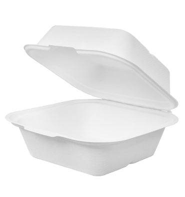 MONOUSO - Embalagem Cana-de-açúcar Branco 150x150x80mm (600 Uds)