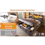 thumbnail of Polsterbett 180x200 cm mit Hydraulischem Stauraum und LED-Kopfteil – stilvolles Design und hohe Funktionalität Grau
