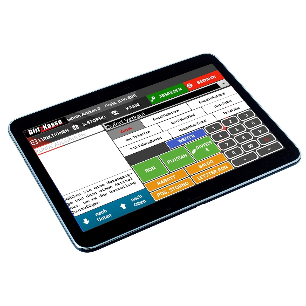 10" Kassenterminal für BlitzKasse GASTRO Kellner-Terminal Kassenterminal.