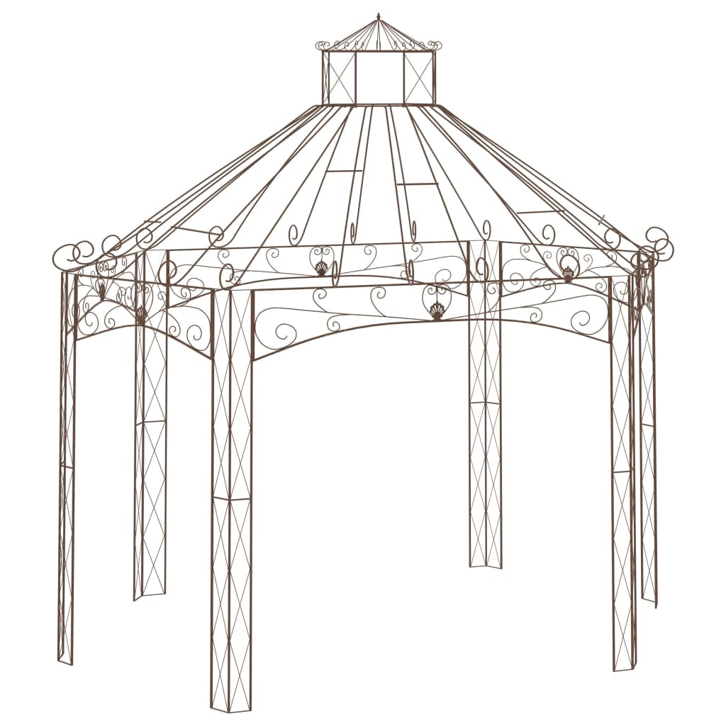 Pavillon de jardin Marron antique 400x258x378 cm Fer Modèle Atlas Line Plus