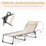 thumbnail of Sonnenliege klappbar Polyester Beige 188x57x30 cm, 5-fach verstellbar