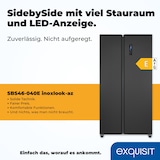 thumbnail of Exquisit Side-by-Side-Kühlschrank, Kühl-Gefrierkombination, NoFrost, Schnellgefrieren, 4-Sterne-Gefrieren, LED-Display, SBS46-040E inoxlook-az