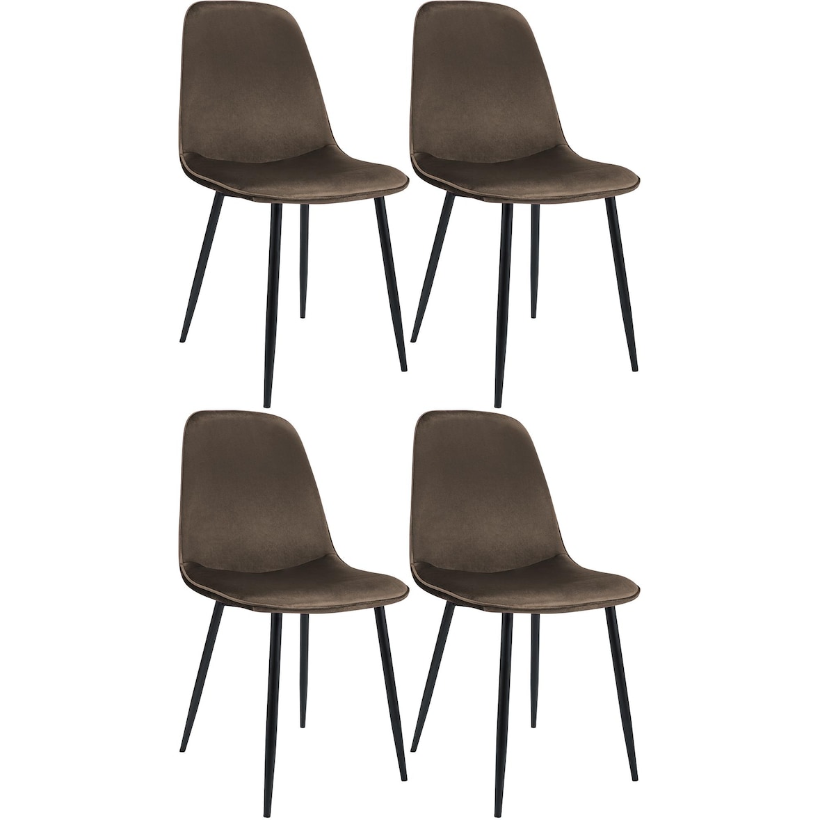Set van 4 eetkamerstoelen Maryam bruin/Fluweel