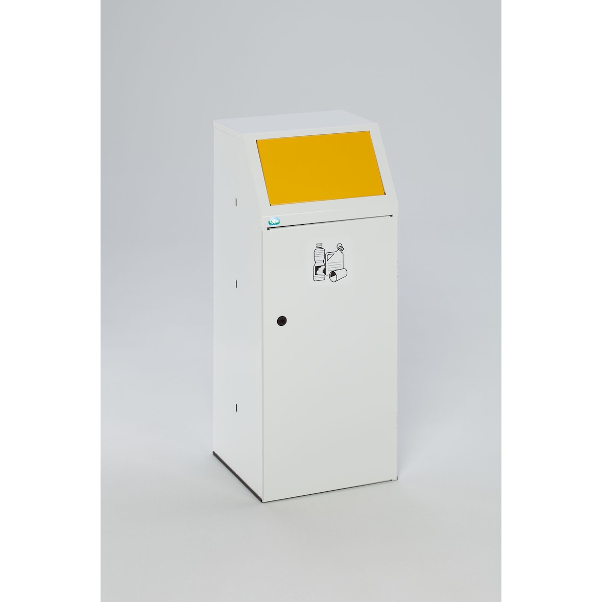 PROREGAL Robuster Wertstoffsammler mit Fronttür & Inneneinsatz | 90 Liter, HxBxT 105x40x40,5cm | Verzinkter Stahl | Gelb | Mülleimer Abfalleimer