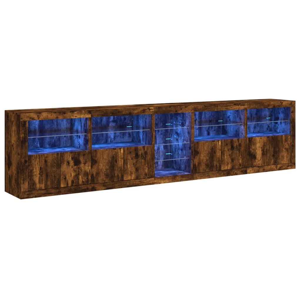 vidaXL Sideboard mit LED-Leuchten Räuchereiche 283x37x67 cm