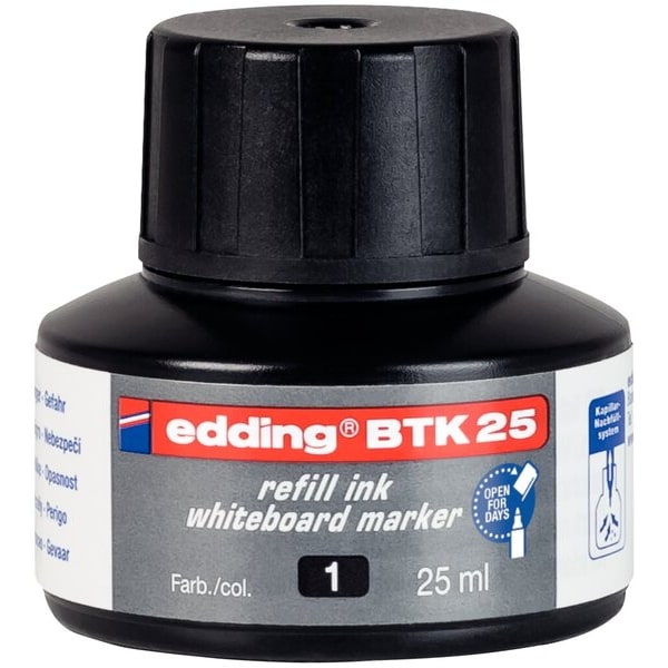 Recarga de tinta en botella 25ml negro para marcador de pizarra edding 28,29,