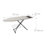 thumbnail of Relaxdays Bügelbrett für Dampfbügeleisen, 110x33 cm, höhenverstellbar, klappbar, Ablage, Bügeltisch gestreift, grau-weiß