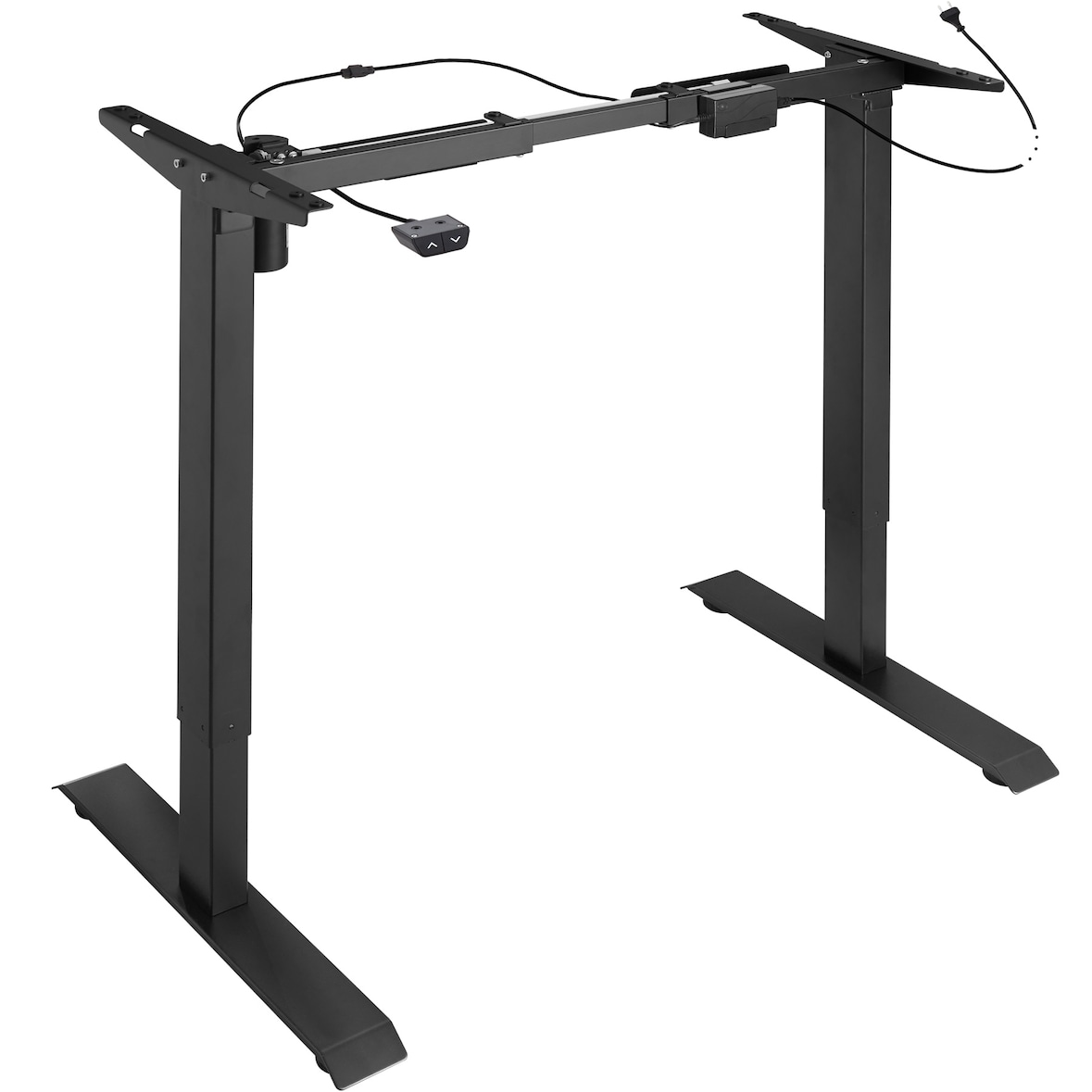 tectake Cadre de bureau assis debout, réglable en hauteur électriquement 85-129x65x71-121cm - noir - 403001