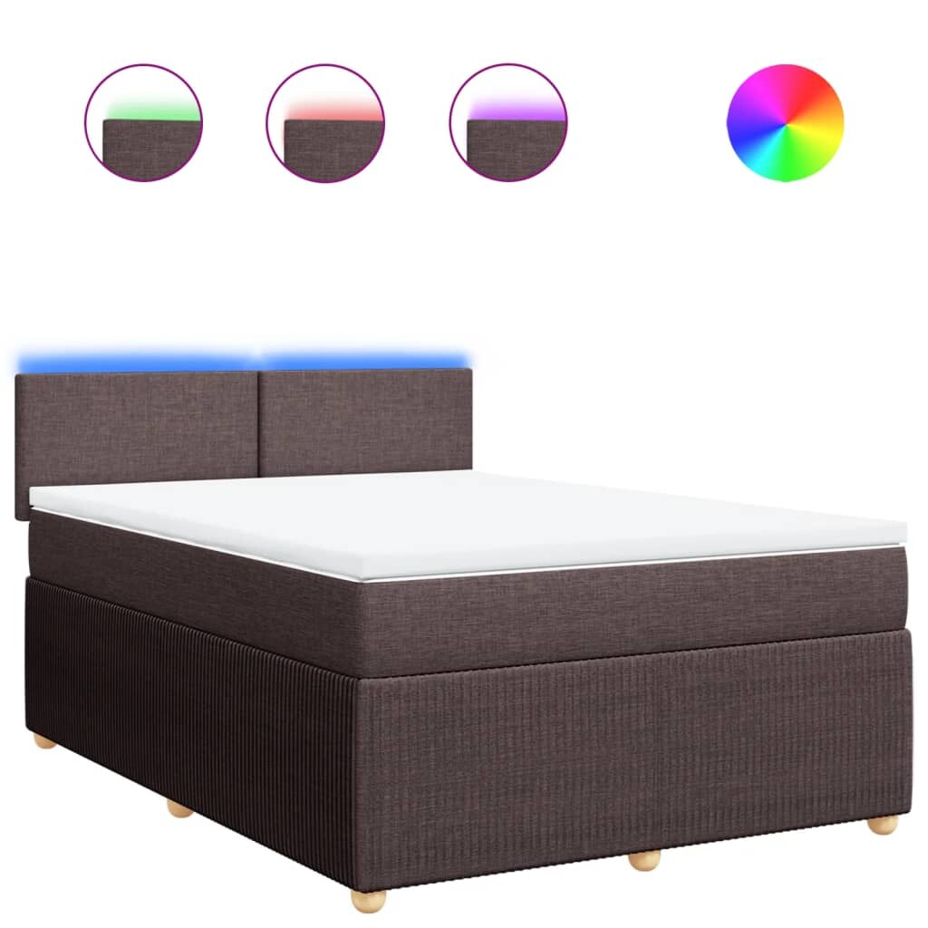 vidaXL Boxspringbett mit Matratze Dunkelbraun 160x200 cm Stoff