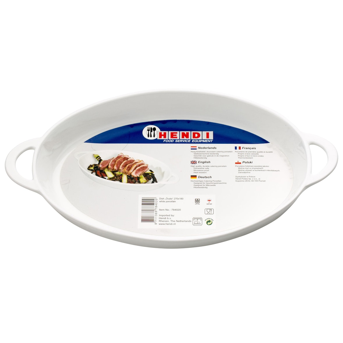 Hendi Ofenform mit Ohrengriffen 40 mm x 180 mm x 270 mm oval