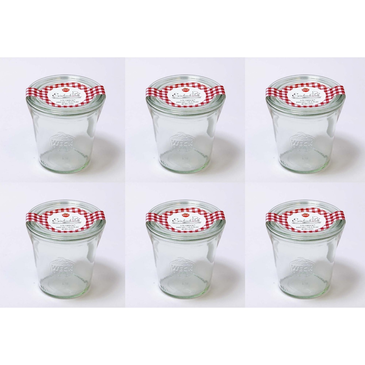 Einmachglas Einkochglas Einweckglas 290 ml Weck Sturzglas [ 6 Stück ] rund