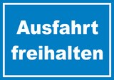 thumbnail of Ausfahrt freihalten Schild weiß-blau A5 Rückseite selbstklebend