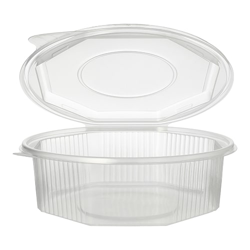 4 X 25 Verpackungsbecher mit Klappdeckeln, PP 8-eckig 1,5 l 5,9 cm x 18 cm x 18 cm transparent