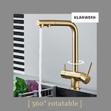 thumbnail of KLARWERK® Felix | ausziehbare 3-Wege Armatur Edelstahl Gold matt | Filter Trinkwasser Wasserhahn Küche | Osmose Mischbatterie L-Auslauf 3 Anschlüsse