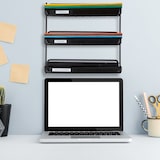 thumbnail of Relaxdays Briefablage Metall, 3 Fächer zum Beschriften, A4, Büro & Arbeitszimmer, Wandmontage, HBT 32x33x25 cm, schwarz