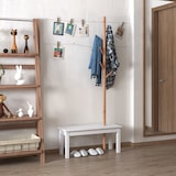 thumbnail of HOMCOM Cabide de Pé com Banco Pendurador Tipo Árvore Moderno 6 Ganchos para Pendurar Roupa Malas Corredor Entrada Bambu e MDF 80x30x180cm