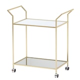 thumbnail of Design Servierwagen Gold 73x78x37 cm Küchenwagen Glas / Metall, Mobiler Beistelltisch, Speisewagen mit Glasplatte, Teewagen Mini Bar auf 4