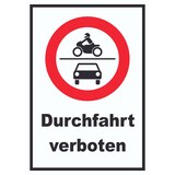 thumbnail of Durchfahrt verboten Krad und PKW Symbol Schild A4 (210x297mm)