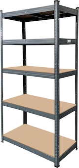 thumbnail of makro PROFESSIONAL Estante de Alta Resistência, Metal/Madeira, 90 x 45 x 180 cm, Capacidade de Carga 265 kg por Prateleira, Cinzento