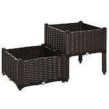 thumbnail of Conjunto de 2 macetas cuadradas jardinera para flores y vegetales con agujeros de drenaje y patas altas 40x40x26/44cm