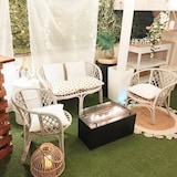 thumbnail of Fogão a gás de exterior Rio Planika sobre mesa retangular com tampa de proteção