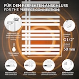 thumbnail of LuxeBath Badheizkörper Iron EM 600×1600 mm Weiß, Seitenanschluss, Thermostat Universal, Design Heizkörper Handtuchtrockner Handtuchheizung