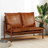 thumbnail of vidaXL 2-Sitzer-Sofa Leder mit Akazienholz Braun