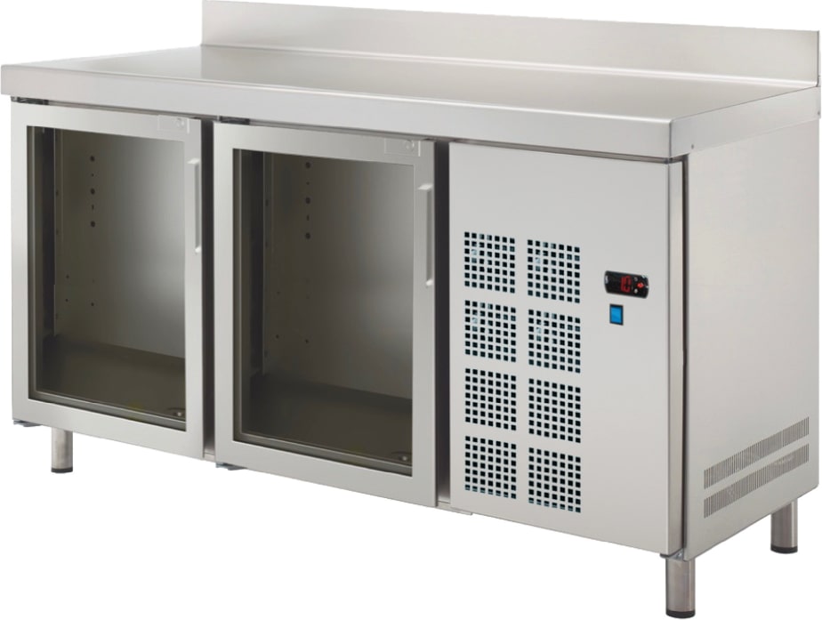 Kühler tisch gn 1/1 2 glastüren - 1345x700x850 mm - 220 W 230/1V - 78589509 Eurast