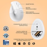 thumbnail of Logitech Ergonomische draadloze muis met 6 knoppen, verticaal, ecru, wit ecru