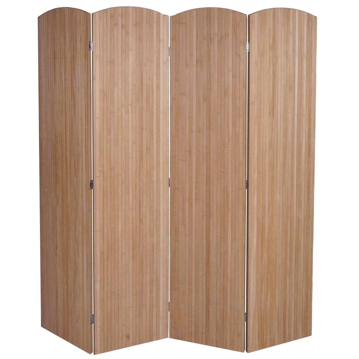 Biombo de bambú HWC-O30, biombo separador de ambientes, plegable 4 paneles 170x162cm